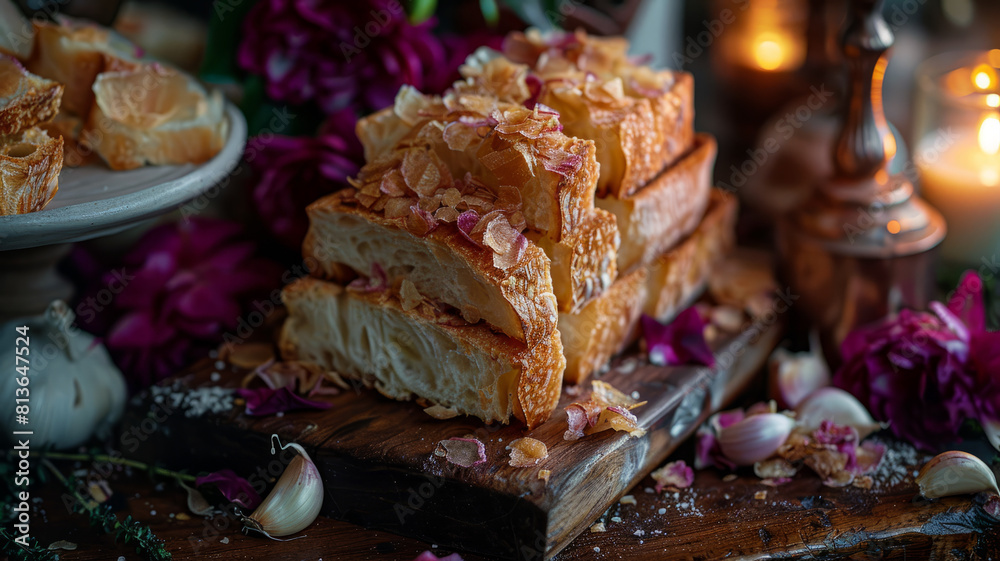 Freshly baked almond pastries on a table Freshly baked almond pastries on a table