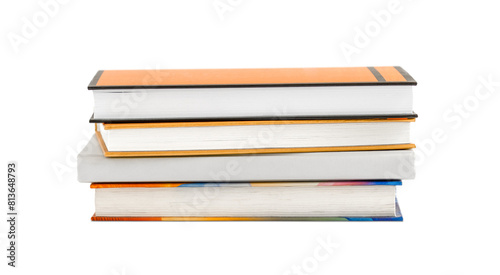 Stack of color books isolated on white background