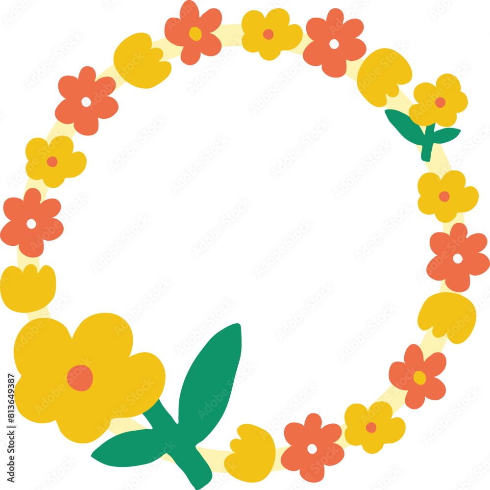 Summer orange and yellow flowers circle frame.eps Summer orange and yellow flowers circle frame.eps