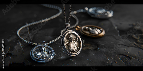 close up of antique pocket watch isolated on black