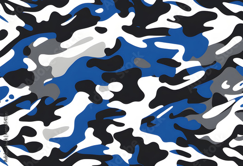 Creative Seamless Blue White Black Camouflage Design for Apparel