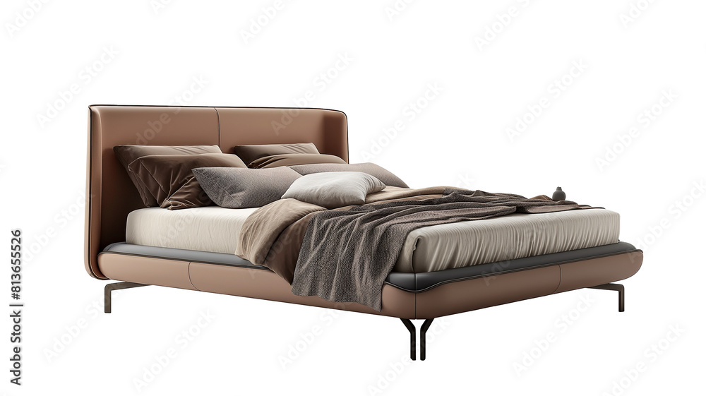 Furniture Nodic style of double bed isolated on a white background, Furniture Nodic style of double bed isolated on a white background,