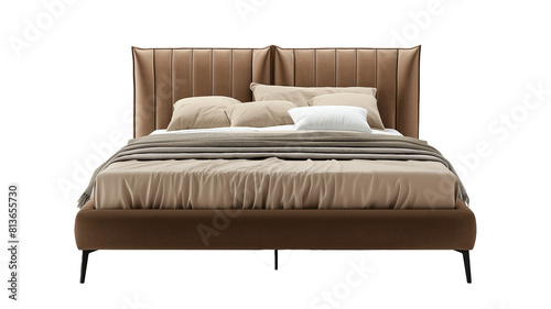 Furniture Nodic style of double bed isolated on a white background,