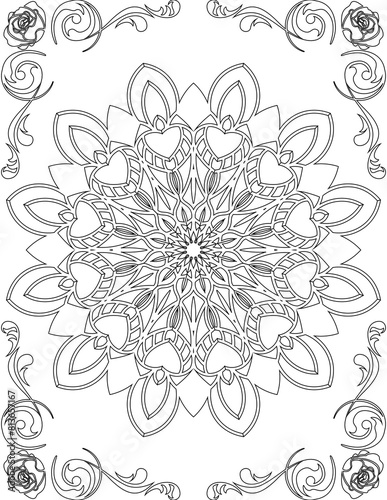 Printable Mandala Coloring Page for Adults. Educational Resources for School for Kids. Adults Coloring Book. Mandala Coloring Activity Worksheet.