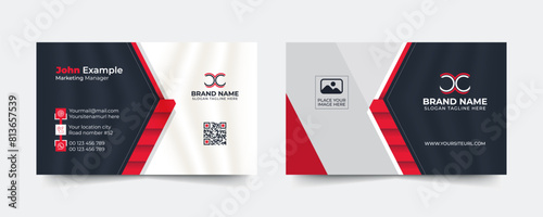 Red modern and creative business card template. Simple clean visiting card design. Luxury and elegant visit card layout. Easy editable business for design with vector illustration.