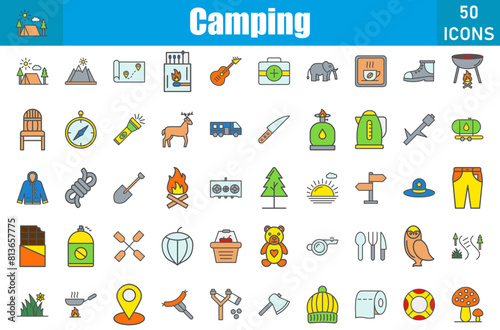 Camping Icons Set. Editable Stroke. Pixel Perfect photo