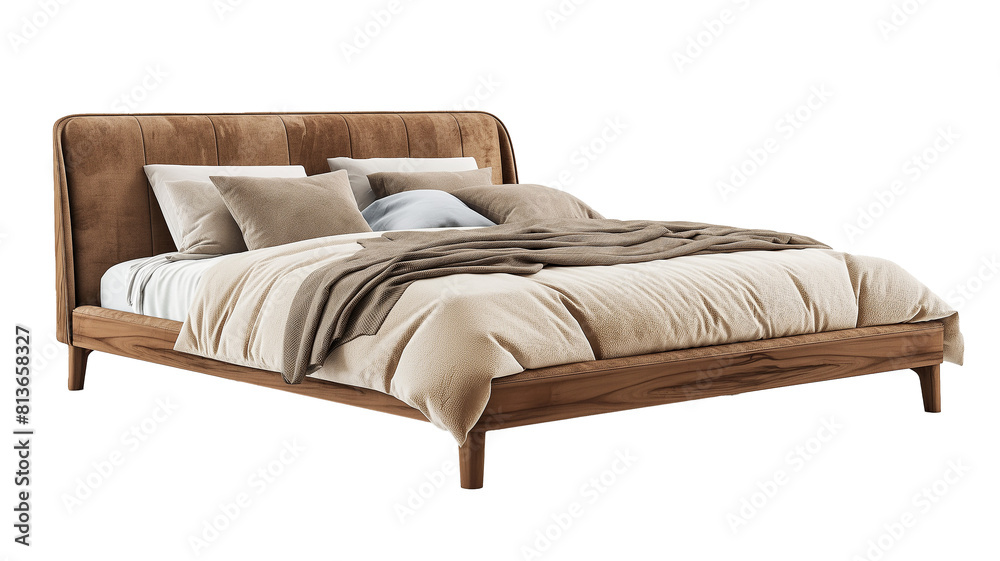 Furniture Nodic style of double bed isolated on a white background, Furniture Nodic style of double bed isolated on a white background,