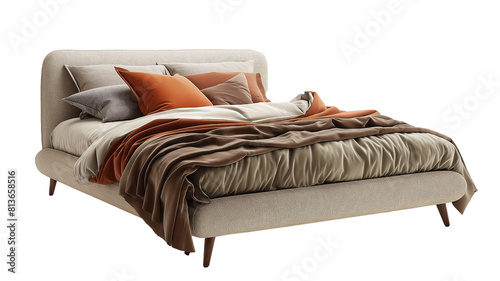 Furniture Nodic style of double bed isolated on a white background, photo