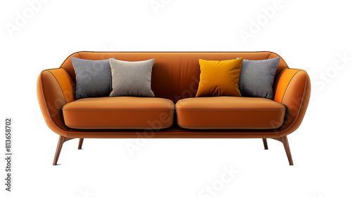 3d Furniture Nodic and Scandinavian style sofa isolated on a white background,