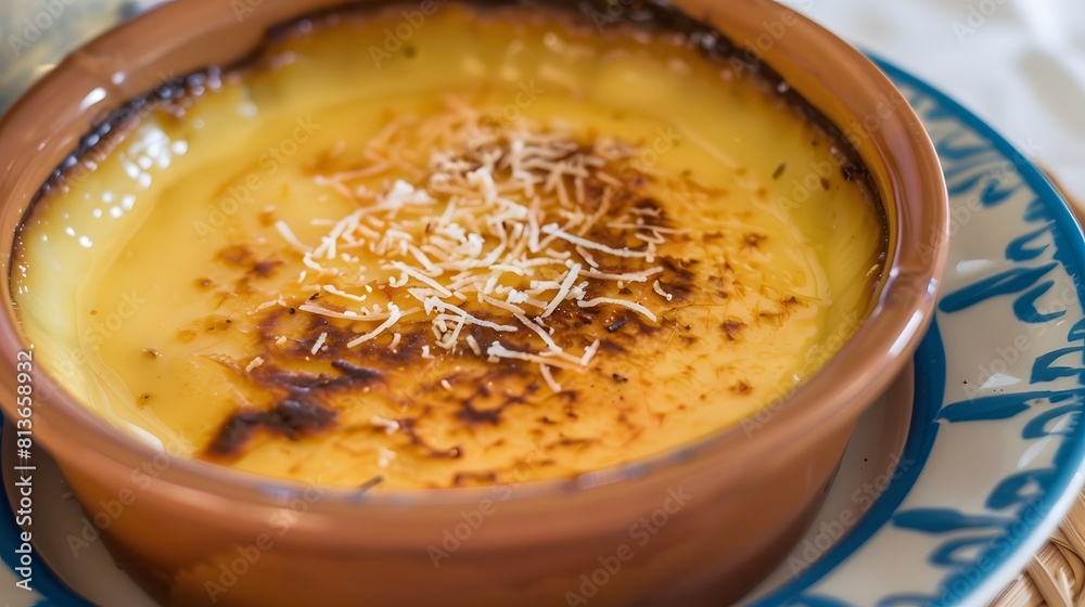 Queijadinha, a baked coconut and cheese dessert Queijadinha, a baked coconut and cheese dessert