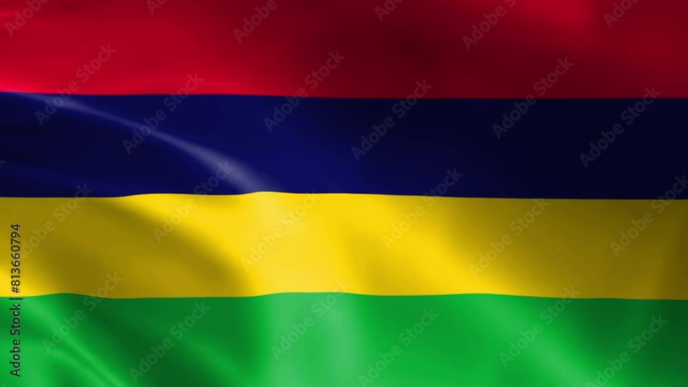 Mauritius flag fluttering in the wind. detailed fabric texture.