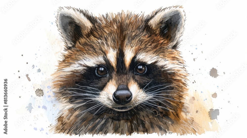 Obraz premium Funny raccoon. An illustration for a children's book. Watercolor illustration art.
