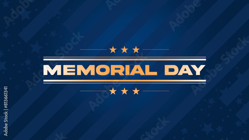 Elegant memorial day backdrop with stars and stripes theme in blue tones