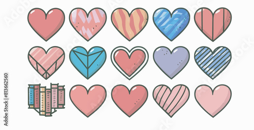 set of heart shaped labels