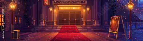 Create a digital painting of the entrance to a theater