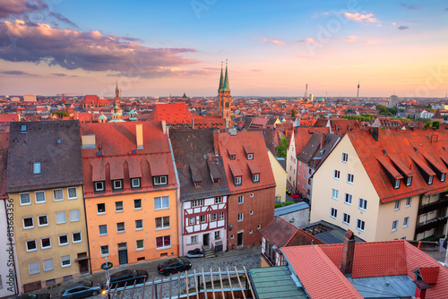 Nuremberg, Germany. Aerial cityscape image of old town Nuremberg, Germany at beautiful summer sunset.