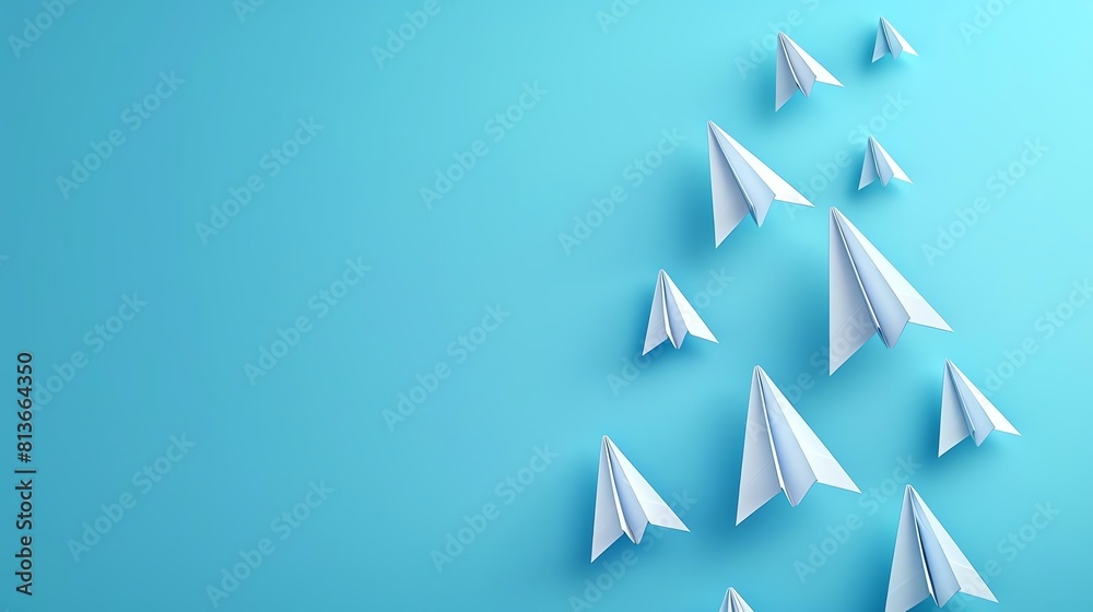 upward arrow formed by 3D paper planes flying upward, symbolizing financial progress and success upward arrow formed by 3D paper planes flying upward, symbolizing financial progress and success