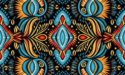 Geometric ethnic seamless pattern. American  Mexican style. Colorful. Design for background  wallpaper  fabric  textile  batik  embroidery  clothing  carpet. illustration.