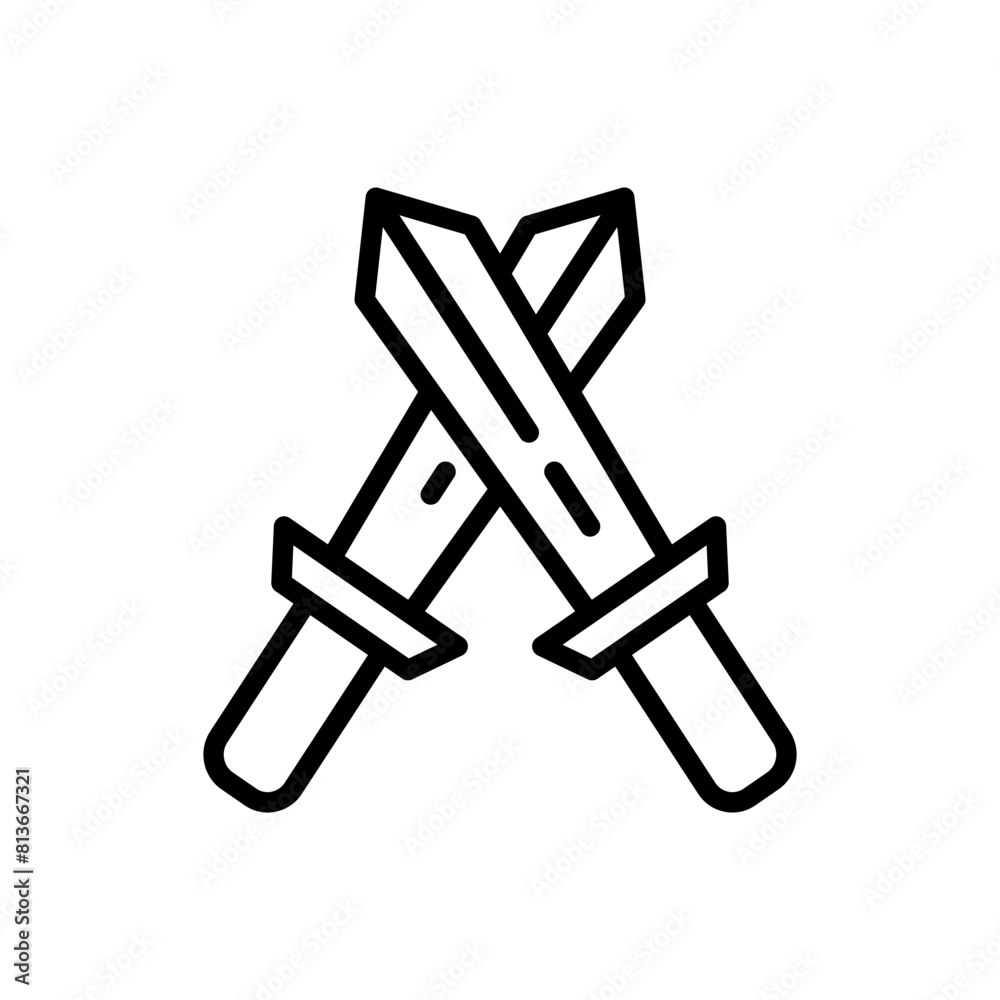 Double sword line icon. Gaming icon. Fighting icon isolated on white background. Transparent background, minimalist symbol. Vector images Double sword line icon. Gaming icon. Fighting icon isolated on white background. Transparent background, minimalist symbol. Vector images
