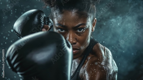 A Determined Female Boxer