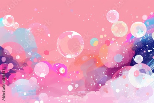 Pink Background With Bubbles. Generative AI