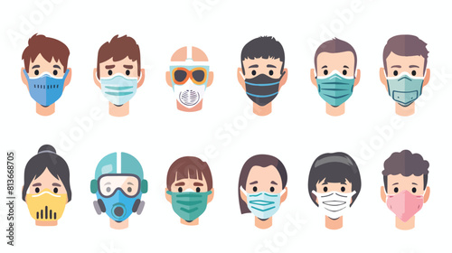 Face protection mask set. Pollution and disease prot