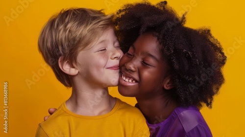 Kids Sharing a Joyful Hug photo