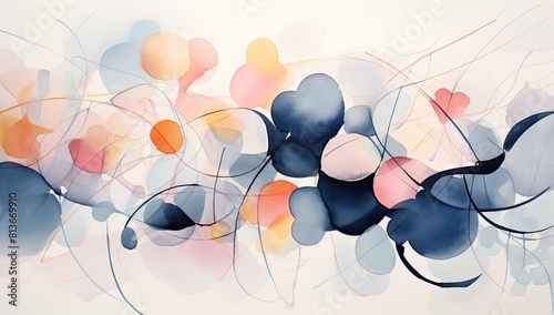 Radiant Petals: Energetic Abstract Painting Centered Around a Blossoming Flower Amidst Bold Colors photo