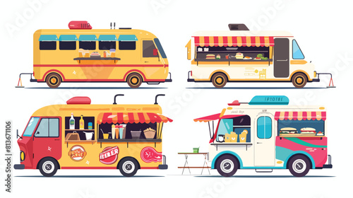 Fast food trucks street snack vans mobile cafes Four.