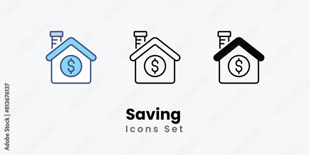 Saving Icons thin line and glyph vector icon stock illustration Saving Icons thin line and glyph vector icon stock illustration
