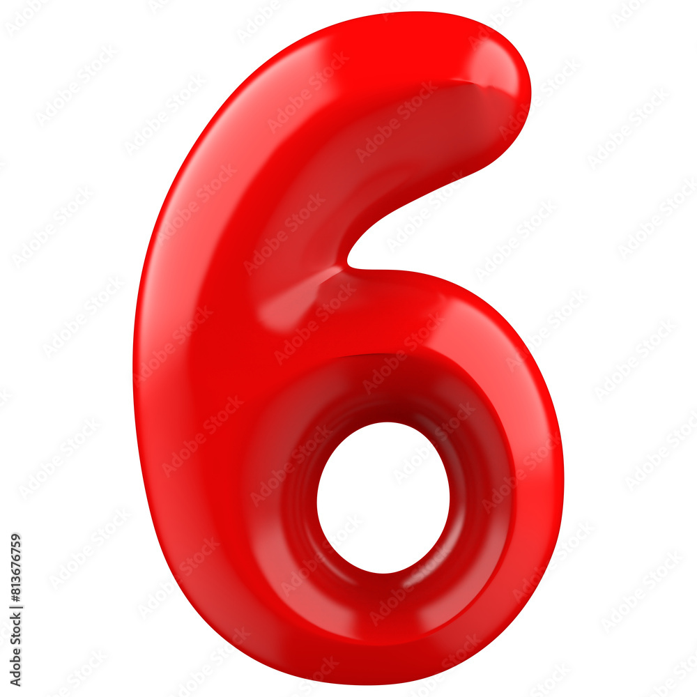 6 Red Number 3D Rendering 6 Red Number 3D Rendering