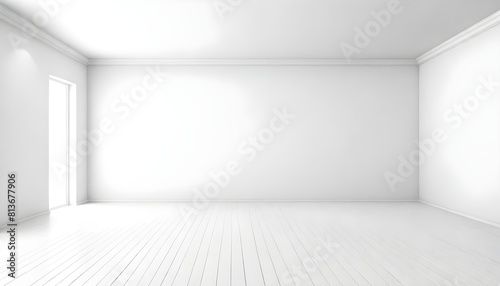 A bare room with white-painted walls and a closed door, devoid of any furniture or decorations