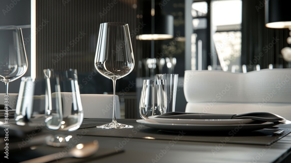 Elegant Black and White Dining Setting, Perfect for Sophisticated and Stylish Interiors Elegant Black and White Dining Setting, Perfect for Sophisticated and Stylish Interiors