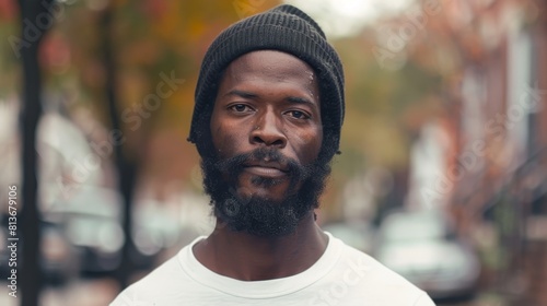 Portrait of a Bearded Man Outdoors