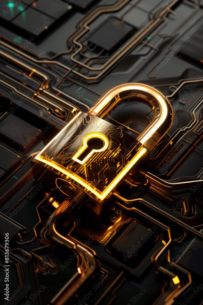 Naklejka premium Padlock illustration representing cyber security.