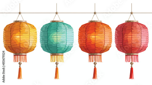 Festive Chinese paper lantern with fringe and point