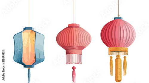 Festive Chinese paper lantern with fringe and point