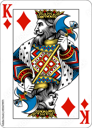 King of Diamonds design from a new original deck of playing cards.
