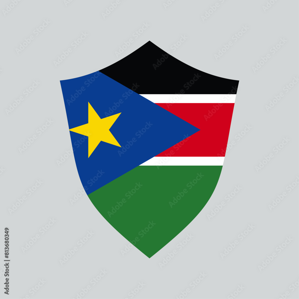 South Sudan Flag in Shield Shape South Sudan Flag in Shield Shape