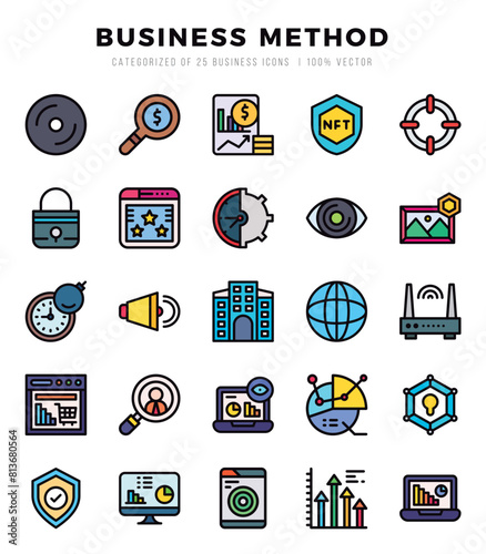 Business Method web icons in Lineal Color style.