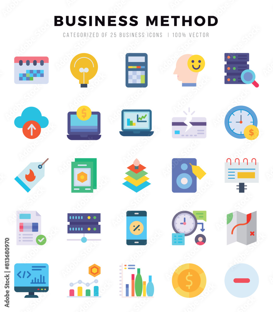 Business Method Icon Pack 25 Vector Symbols for Web Design. Business Method Icon Pack 25 Vector Symbols for Web Design.