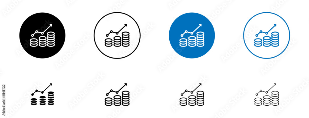Increasing Income Symbol Earning icon set. increase money vector symbol. more revenue and profit ...