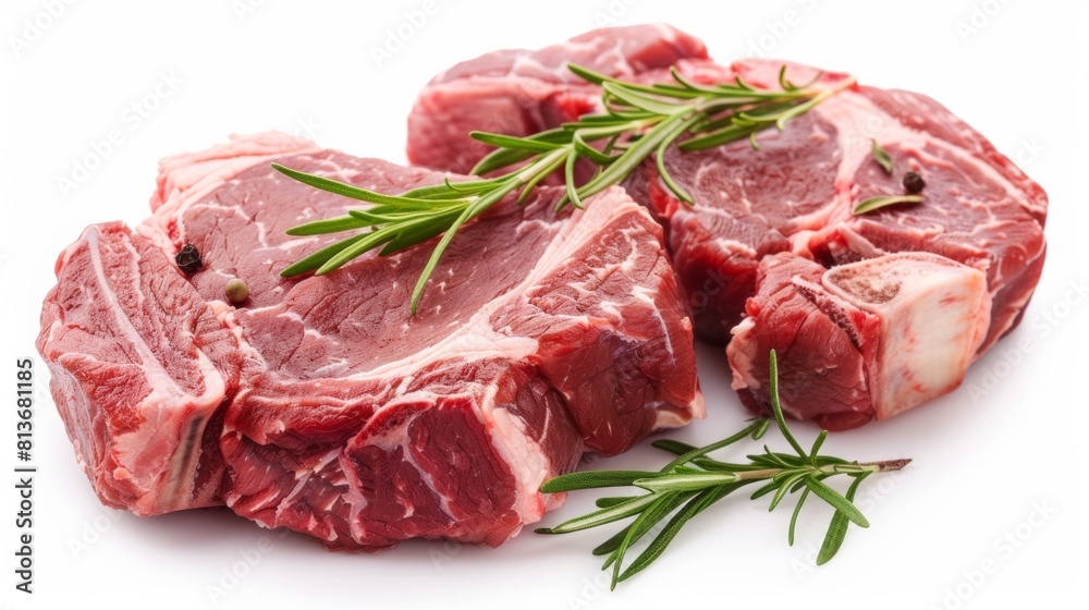 lamb meat rump steaks isolated on white, healthy food concept lamb meat rump steaks isolated on white, healthy food concept