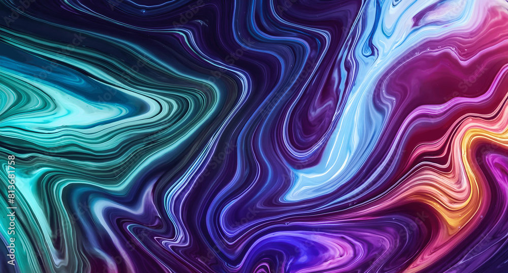Dynamic Swirls of Vivid Acrylic Liquid Paint Textures: Bold Hues and Emotional Abstract an artwork created with generative AI tools