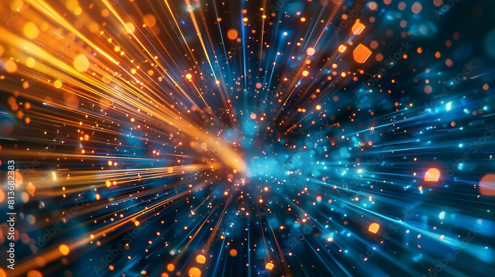 Fototapeta premium Abstract background of glowing orange and blue lights.