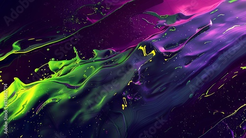 Abstract painting. Green, purple and blue colors.