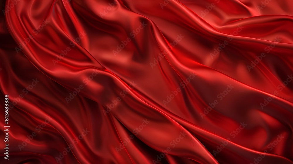 Red crumpled silk fabric with pleats and folds. Red crumpled silk fabric with pleats and folds.