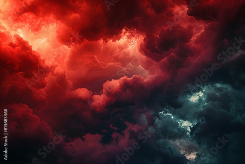Red and blue cloudscape.