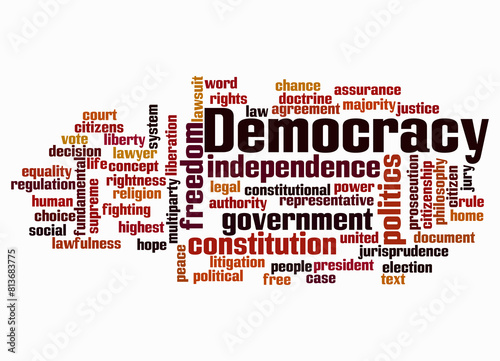 Word Cloud with DEMOCRACY concept create with text only photo