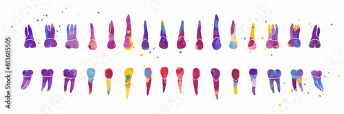 Dental Row. Vector colorful watercolor illustration